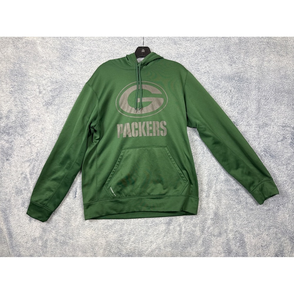 Nike Mens M Green Green Bay Packers Therma-FIT Hoodie NFL Football Sweatshirt